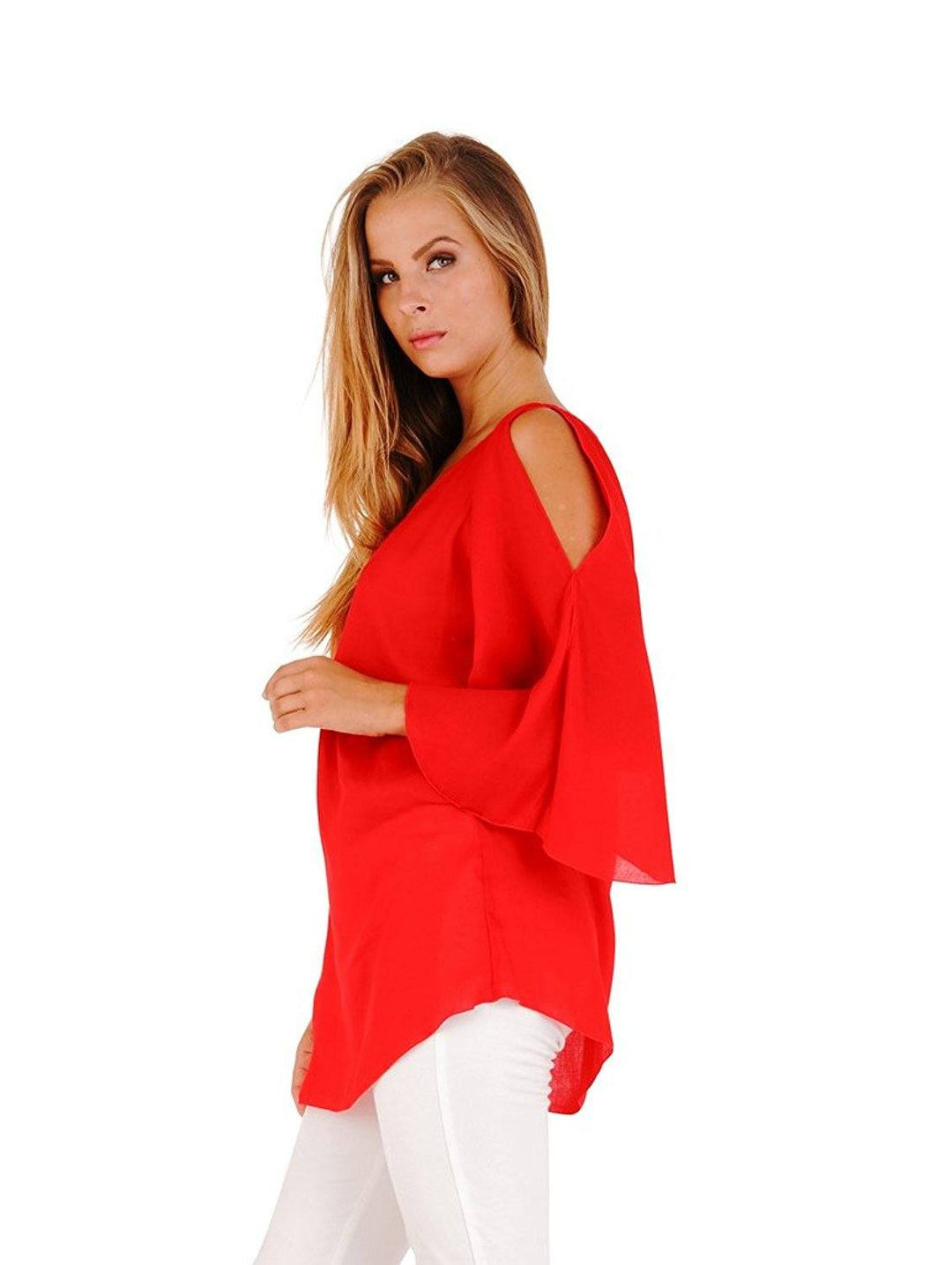 Blake Loose Fitting Long Sleeve Cold Shoulder Tunic Top - Love ShuShi