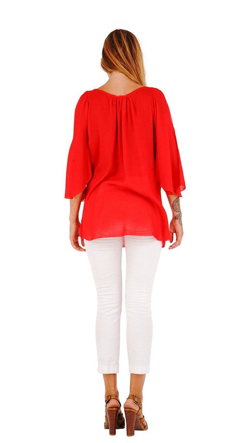 Blake Loose Fitting Long Sleeve Cold Shoulder Tunic Top - Love ShuShi