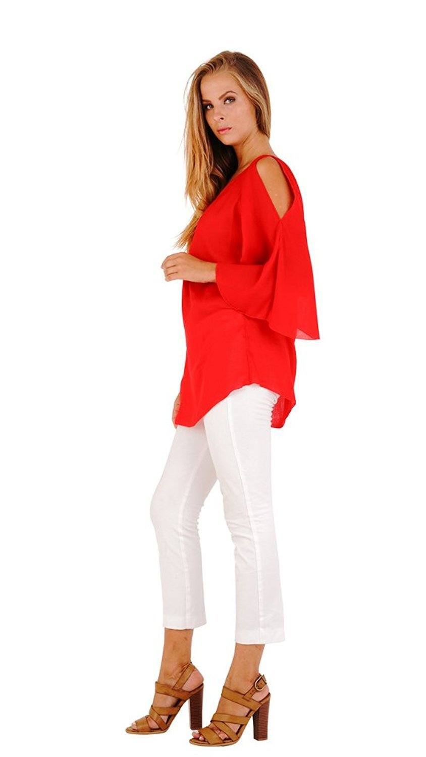 Blake Loose Fitting Long Sleeve Cold Shoulder Tunic Top - Love ShuShi