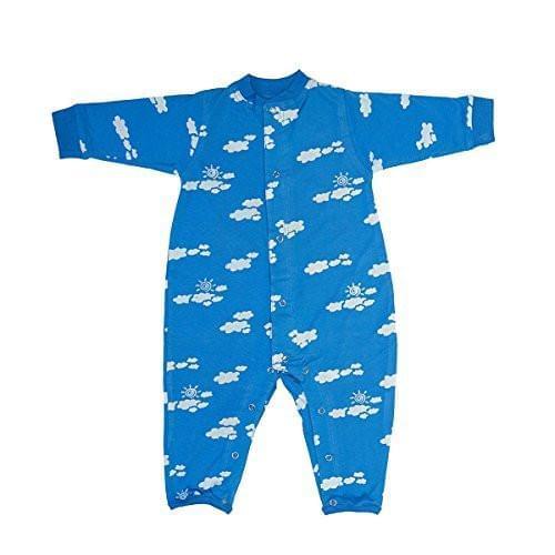 Blue with Clouds Baby Romper One - Piece 100% Cotton Batik Jersey - Love ShuShi