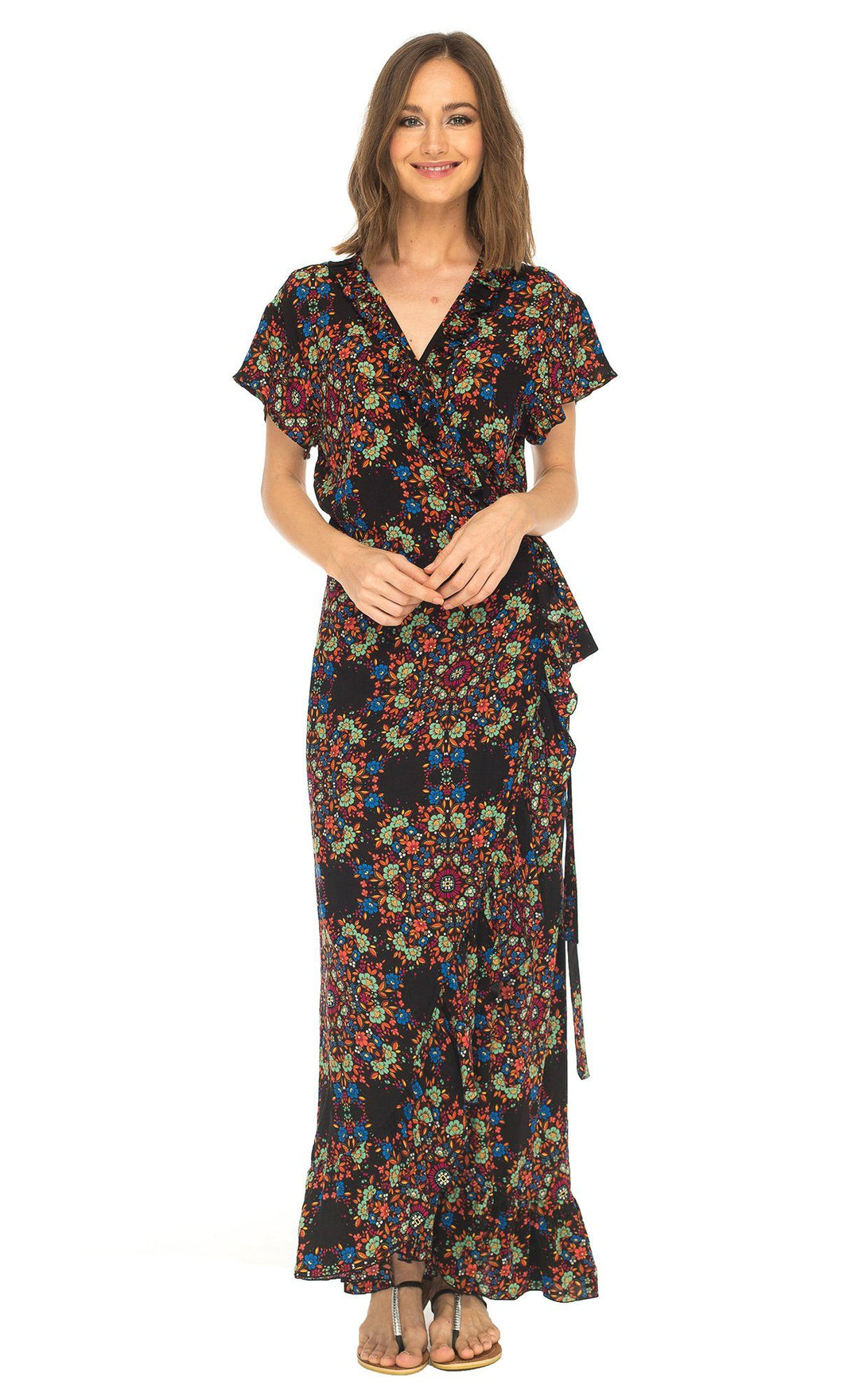 Claire Long Floral Summer Wrap Dress - Love ShuShi