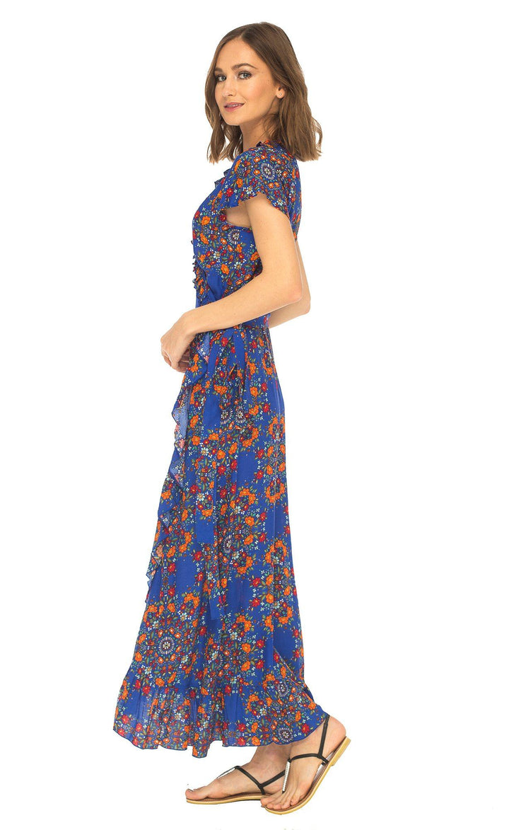 Claire Long Floral Summer Wrap Dress - Love ShuShi