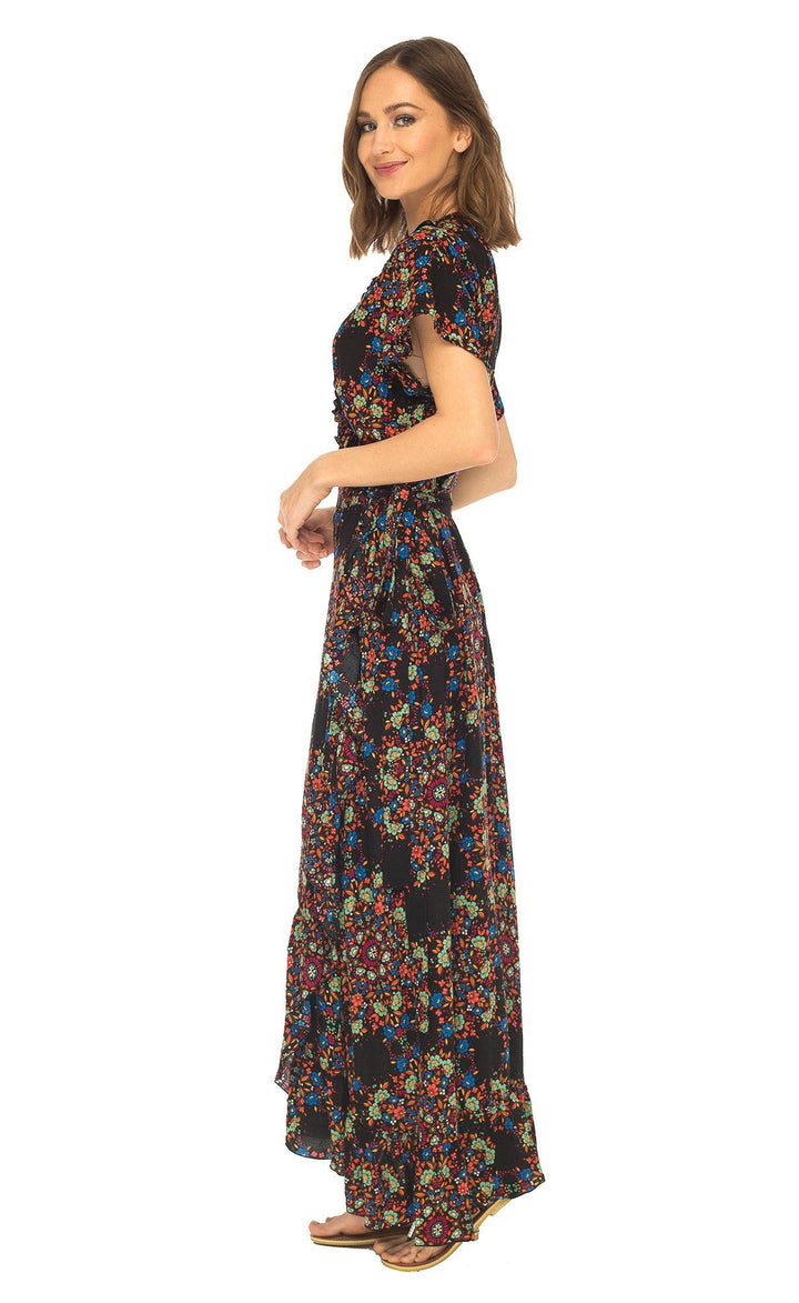 Claire Long Floral Summer Wrap Dress - Love ShuShi