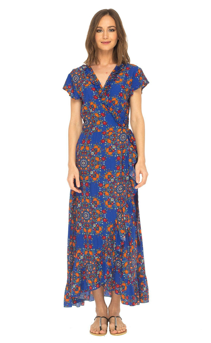 Claire Long Floral Summer Wrap Dress - Love ShuShi