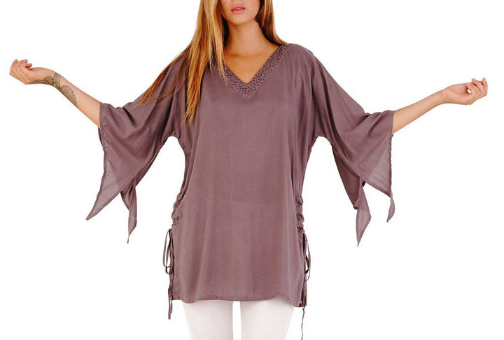 Deidra Beaded V - Neck Tunic Top - Love ShuShi