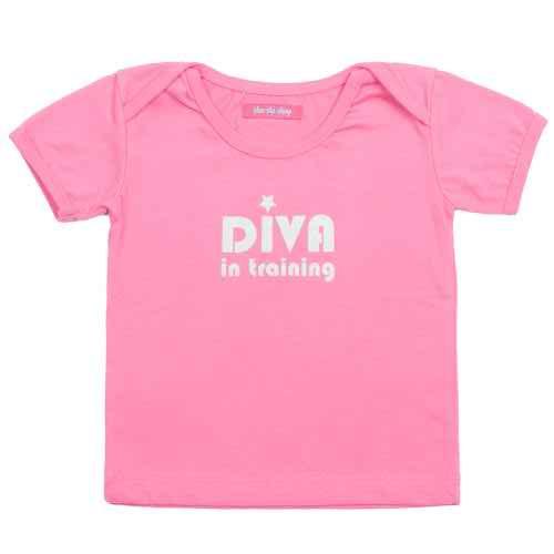 Diva Short Sleeve Baby Graphic Tee with Silver Writing - Love ShuShi