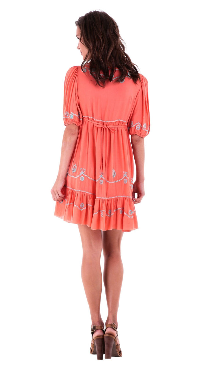 Embroidered Baby Doll Mini Tunic Dress - Love ShuShi