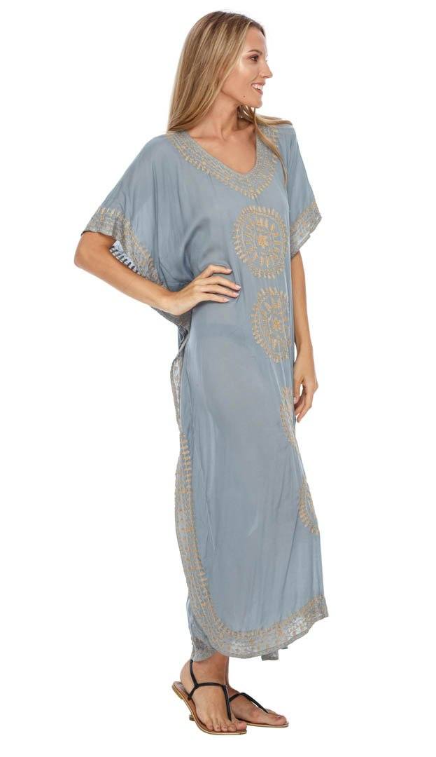 Embroidered Long Kaftan Dress - Love ShuShi