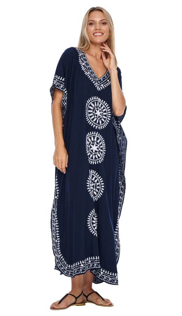 Embroidered Long Kaftan Dress - Love ShuShi