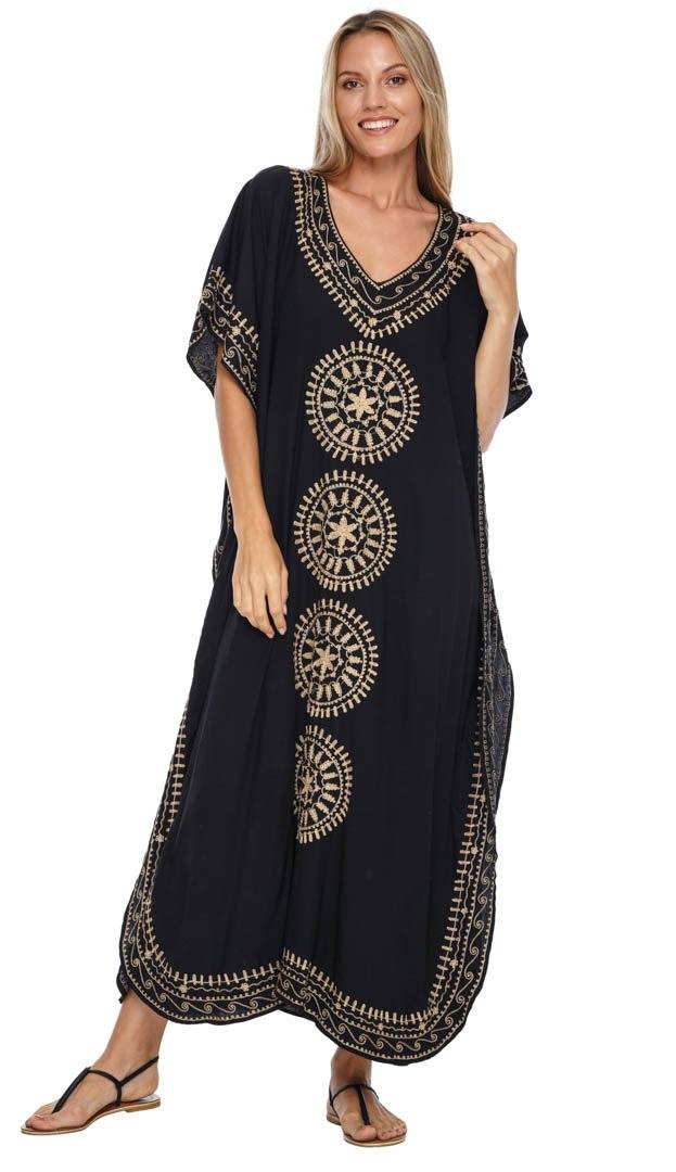 Embroidered Long Kaftan Dress - Love ShuShi