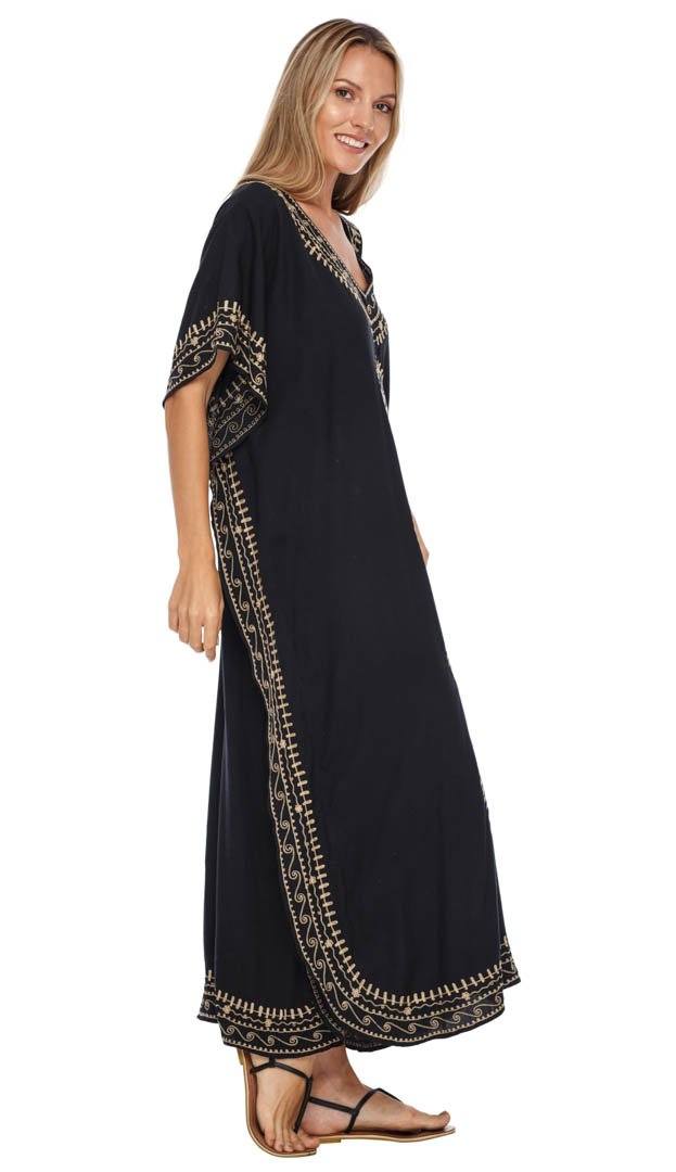 Embroidered Long Kaftan Dress - Love ShuShi