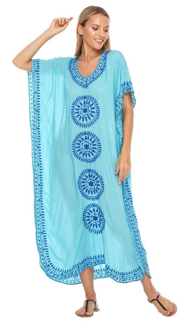 Embroidered Long Kaftan Dress - Love ShuShi