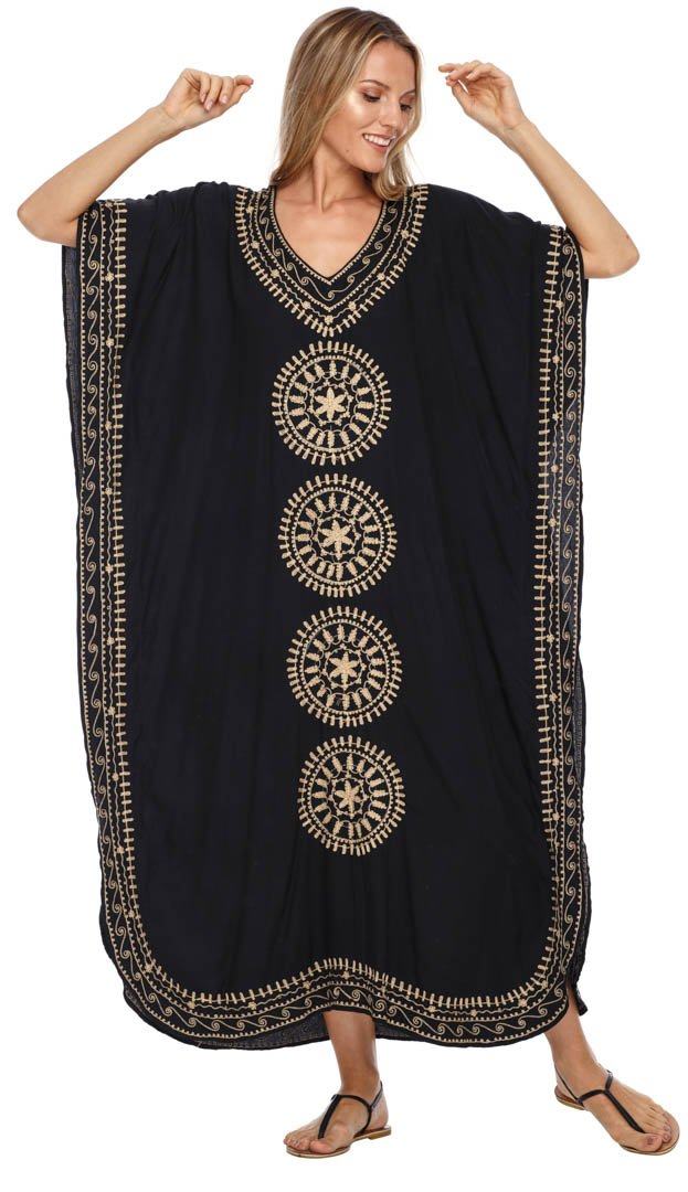 Embroidered Long Kaftan Dress - Love ShuShi