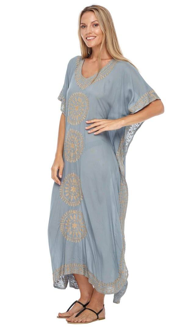 Embroidered Long Kaftan Dress - Love ShuShi