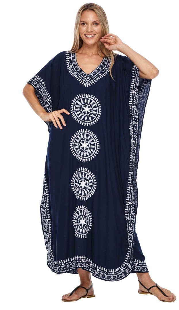 Embroidered Long Kaftan Dress - Love ShuShi