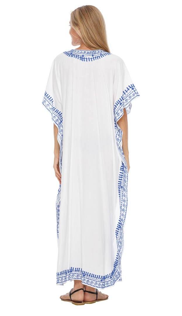 Embroidered Long Kaftan Dress - Love ShuShi