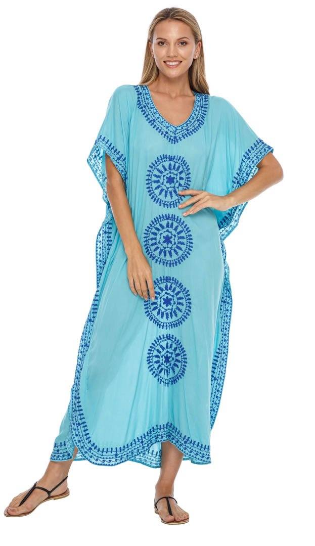 Embroidered Long Kaftan Dress - Love ShuShi