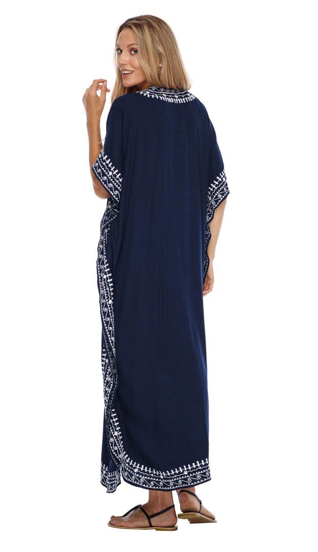 Embroidered Long Kaftan Dress - Love ShuShi