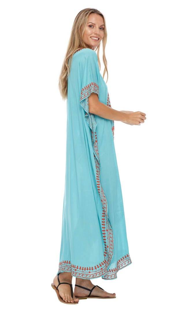 Embroidered Long Kaftan Dress - Love ShuShi