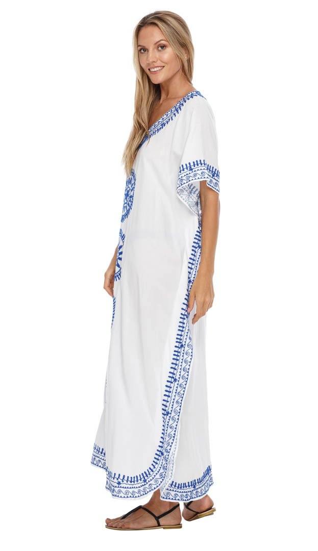 Embroidered Long Kaftan Dress - Love ShuShi