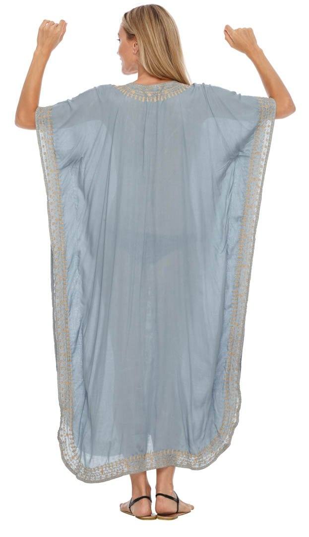 Embroidered Long Kaftan Dress - Love ShuShi