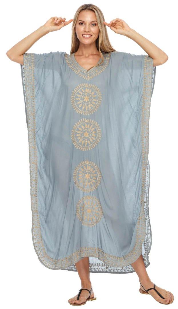 Embroidered Long Kaftan Dress - Love ShuShi