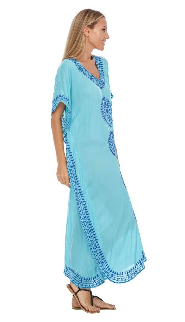 Embroidered Long Kaftan Dress - Love ShuShi