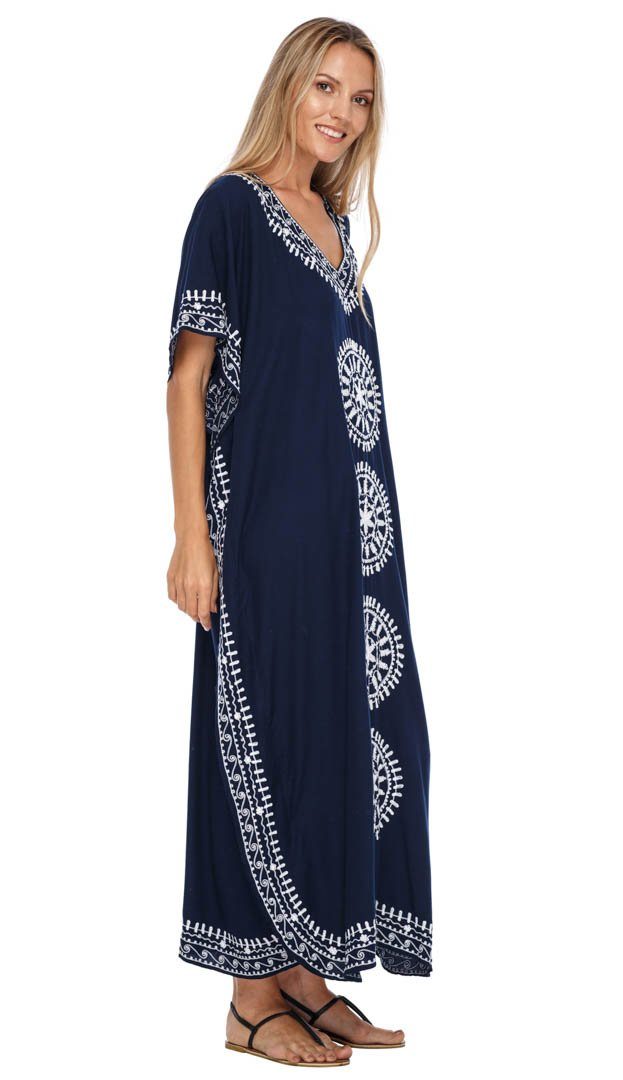 Embroidered Long Kaftan Dress - Love ShuShi