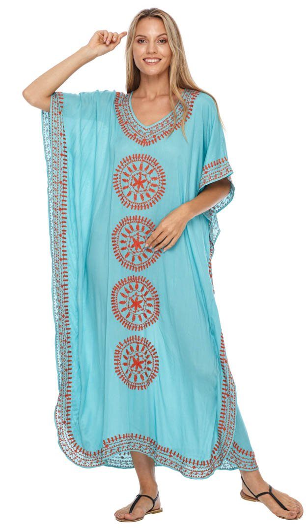 Embroidered Long Kaftan Dress - Love ShuShi