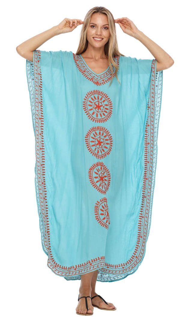 Embroidered Long Kaftan Dress - Love ShuShi