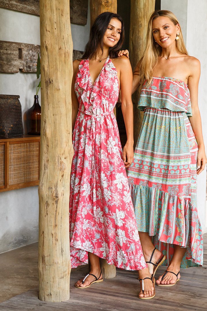 Flowy Long Halter Dress with Ruffles - Love ShuShi