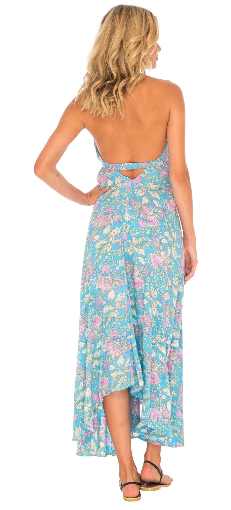 Flowy Long Halter Dress with Ruffles - Love ShuShi