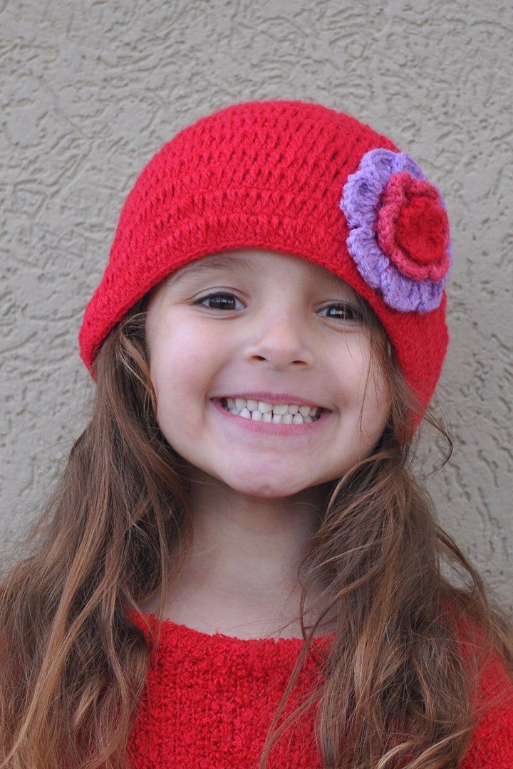 Girls Crochet Flower Beanie Hat - Love ShuShi