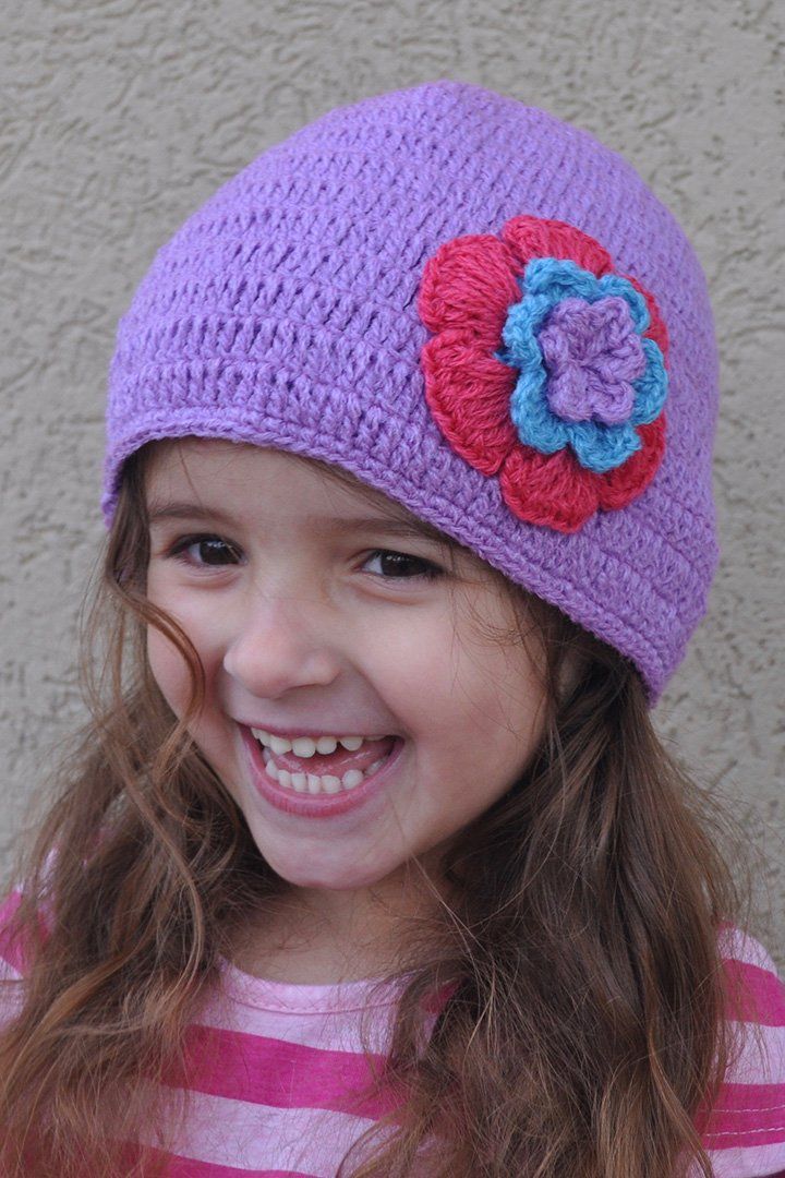 Girls Crochet Flower Beanie Hat - Love ShuShi