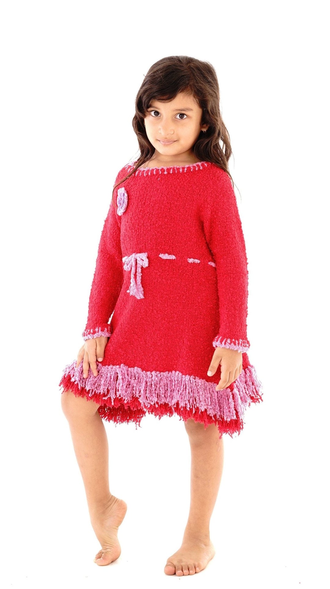 Girls' Long Sleeves Dress with Fringes - Love ShuShi