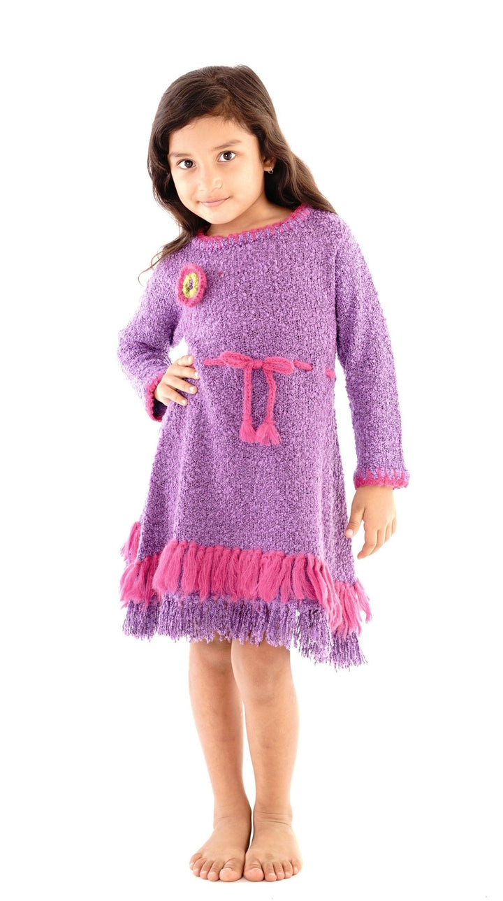 Girls' Long Sleeves Dress with Fringes - Love ShuShi