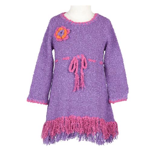 Girls' Long Sleeves Dress with Fringes - Love ShuShi