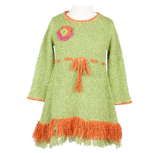 Girls' Long Sleeves Dress with Fringes - Love ShuShi