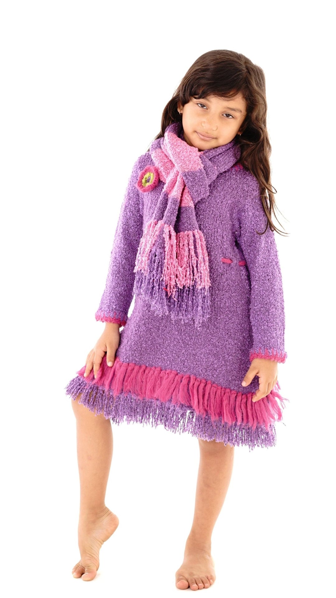 Girls' Long Sleeves Dress with Fringes - Love ShuShi