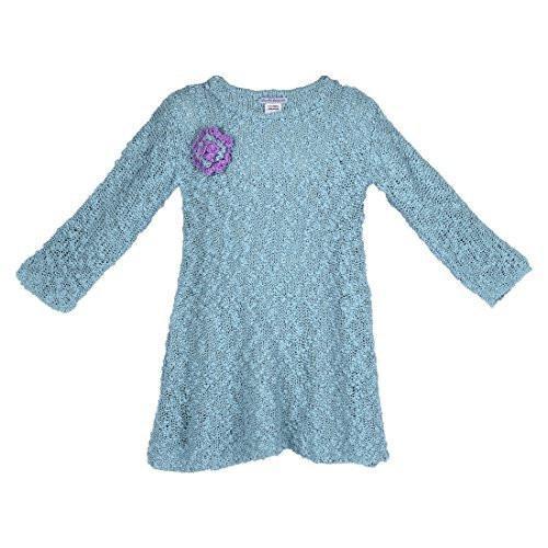 Girls' Long Sleeves Popcorn Dress with Flower - Love ShuShi