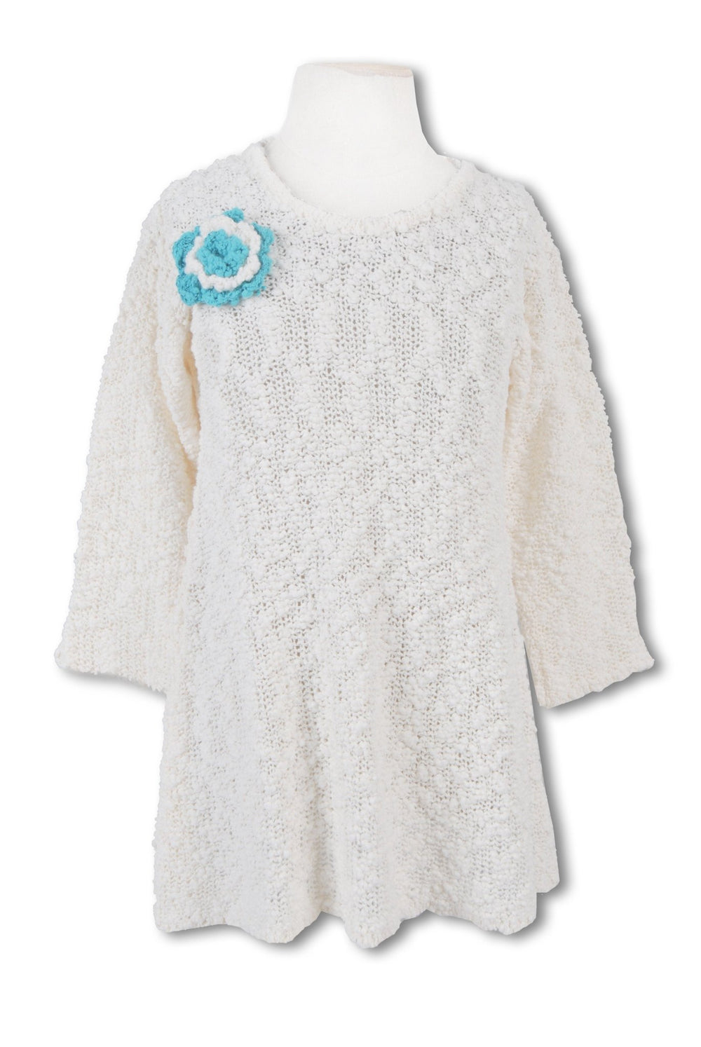 Girls' Long Sleeves Popcorn Dress with Flower - Love ShuShi