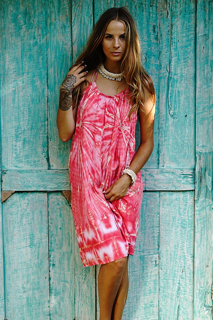 Lilith Tie Dye Batik Short Summer Dress - Love ShuShi