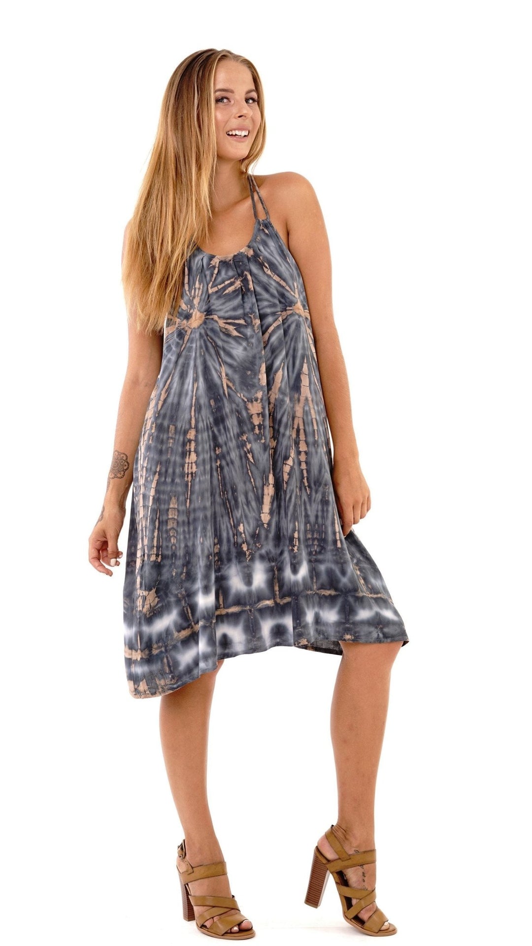 Lilith Tie Dye Batik Short Summer Dress - Love ShuShi