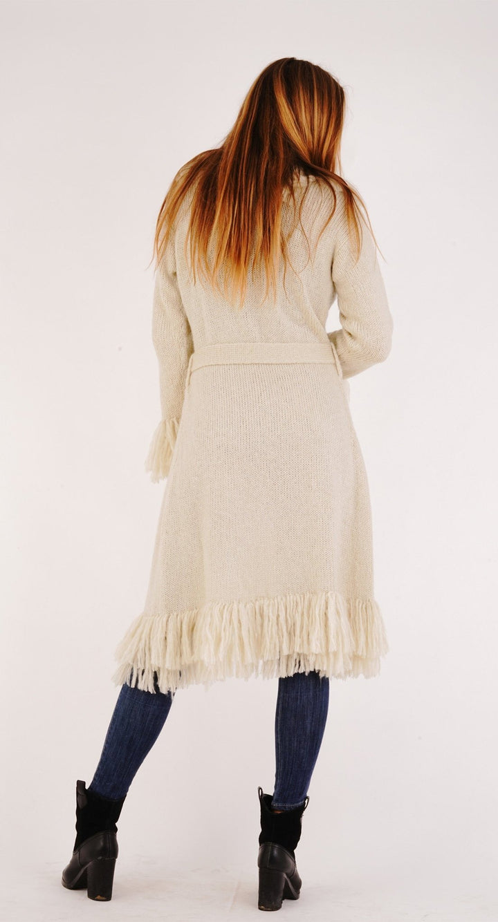 Long Fringed Sweater Jacket - Love ShuShi