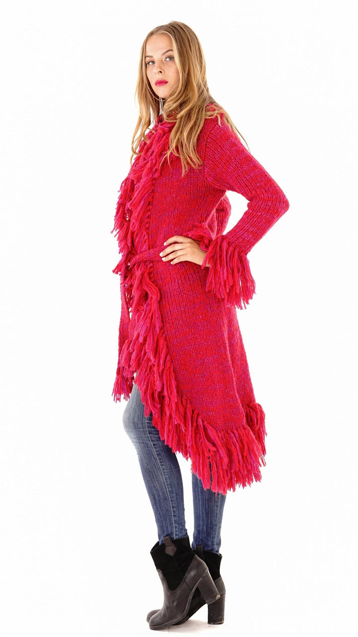 Long Fringed Sweater Jacket - Love ShuShi