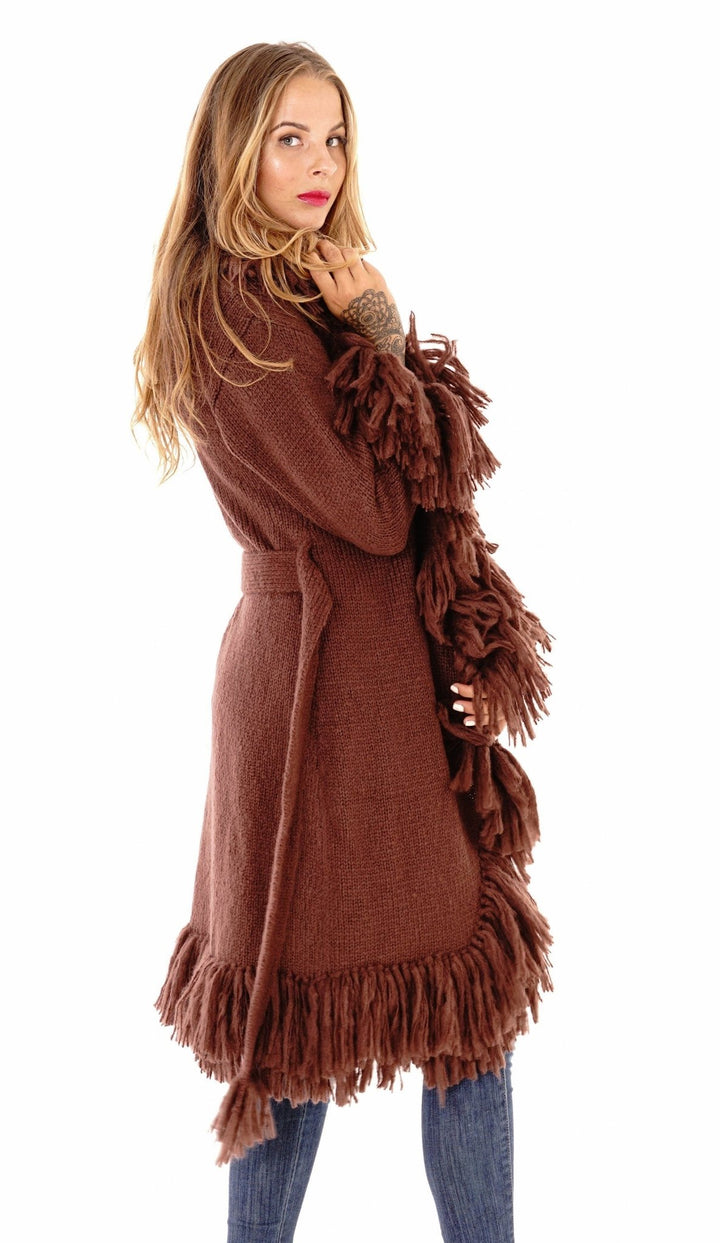 Long Fringed Sweater Jacket - Love ShuShi