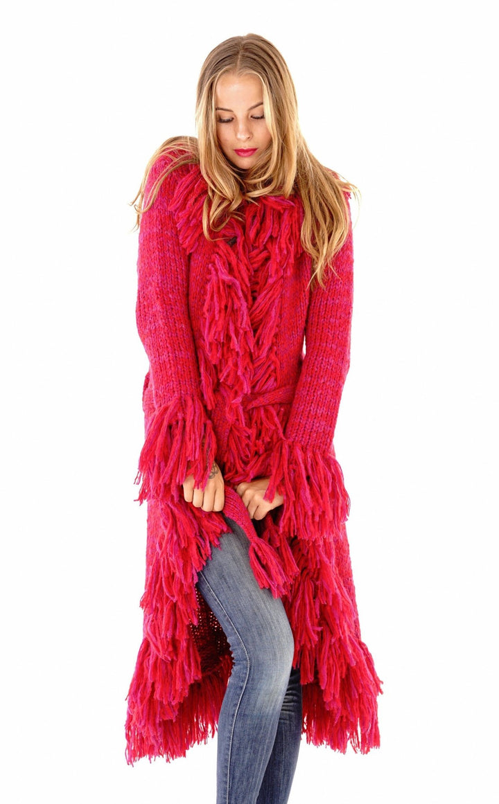 Long Fringed Sweater Jacket - Love ShuShi