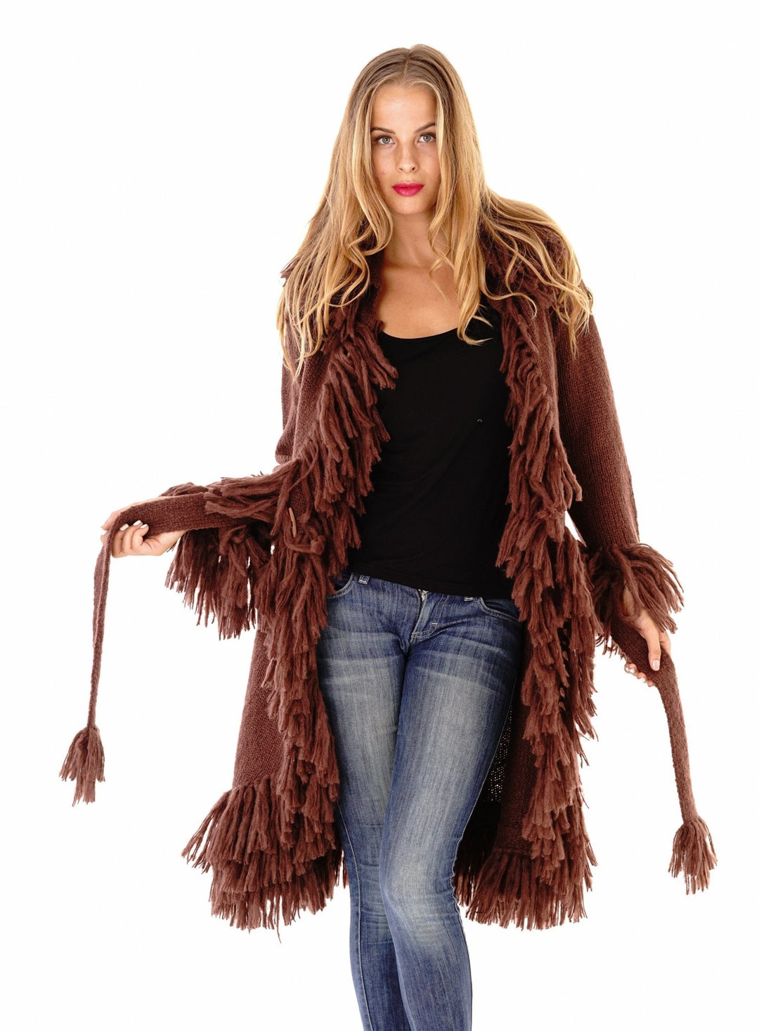 Long Fringed Sweater Jacket - Love ShuShi