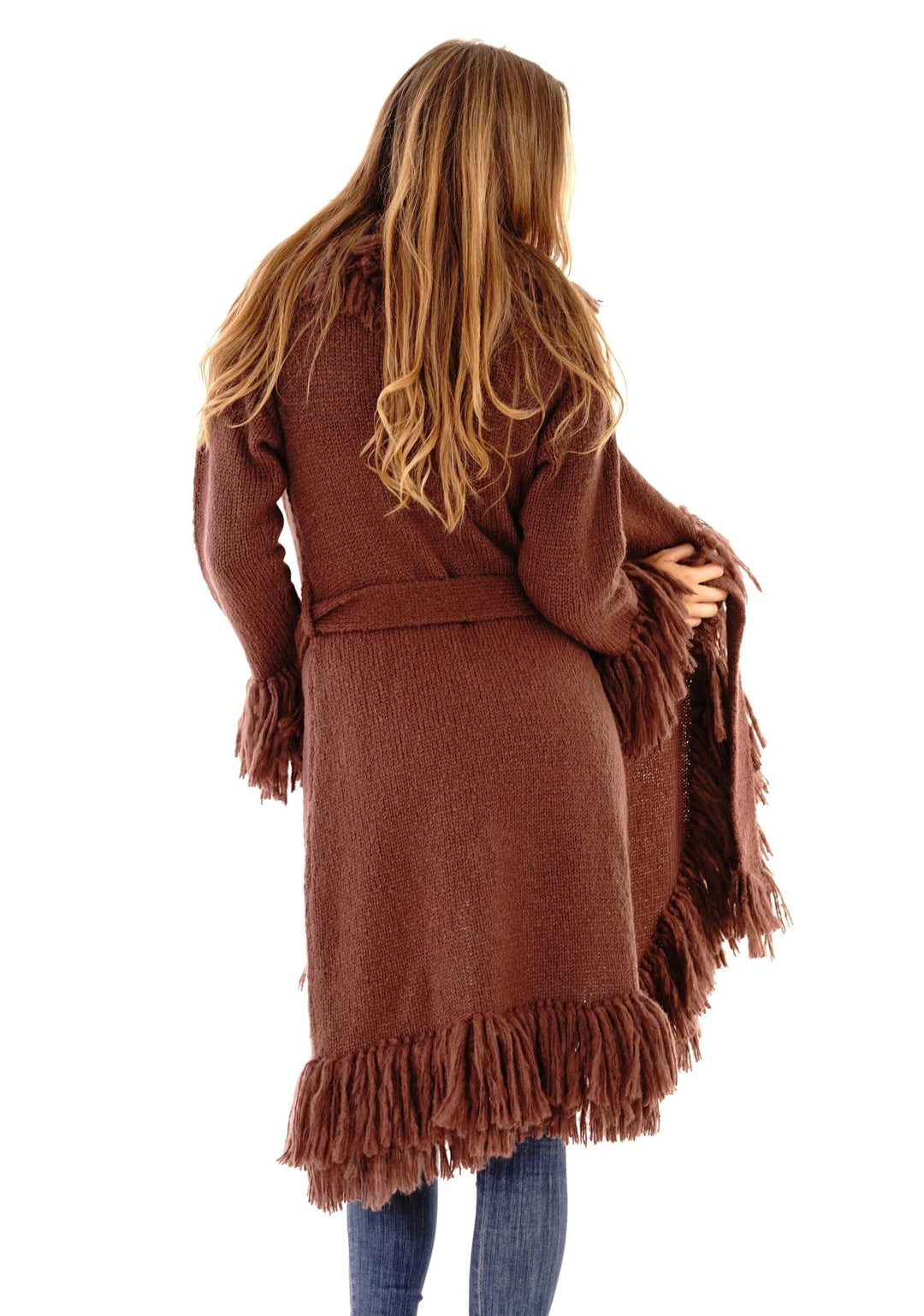 Long Fringed Sweater Jacket - Love ShuShi