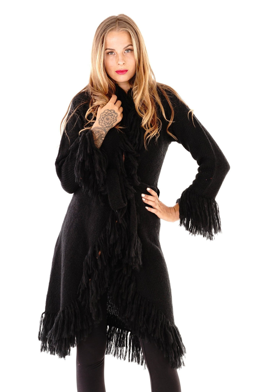 Long Fringed Sweater Jacket - Love ShuShi